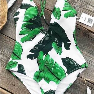 Cupshe palm leaves one piece bathing suit